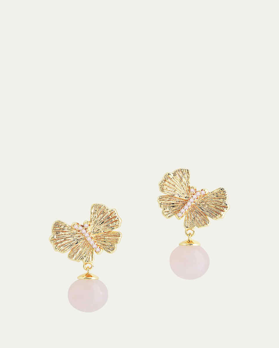 Butterfly with Rose Quartz Drop Earrings
